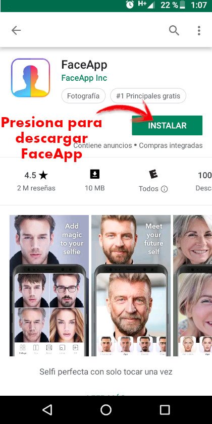 Instalar FaceApp para Samsung